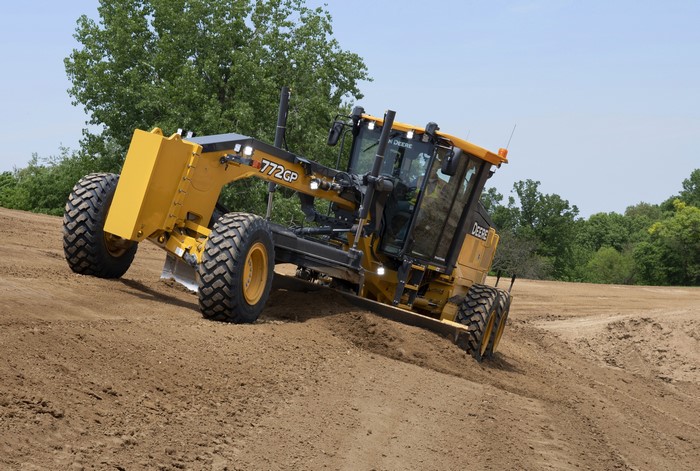 John Deere 772GP Grader on a construction site
