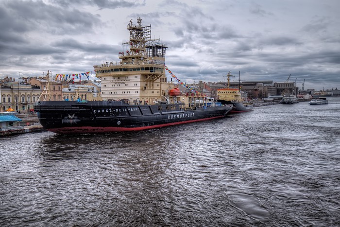 Icebreaker ship Sankt-Peterburg in St. Petersburg, Russia