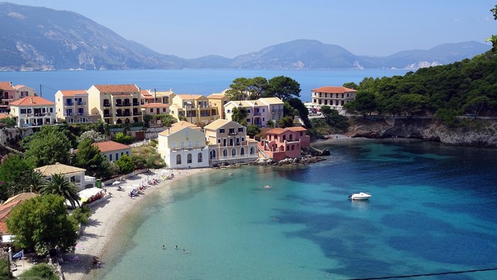 Assos village and bay in Kefalonia, Greece