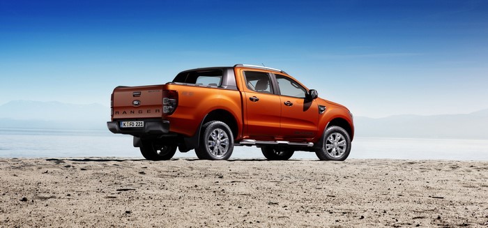 Orange Ford Ranger Wildtrak Pickup Truck on Beach