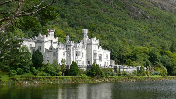 Kylemore Abbey Castle on a Lake in Ireland