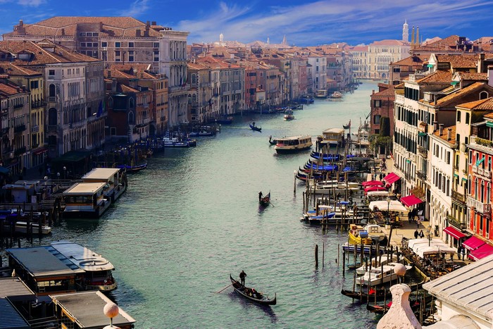Venice Grand Canal with Gondolas and Buildings