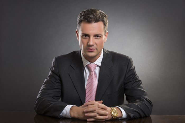Man in Suit with Pink Tie