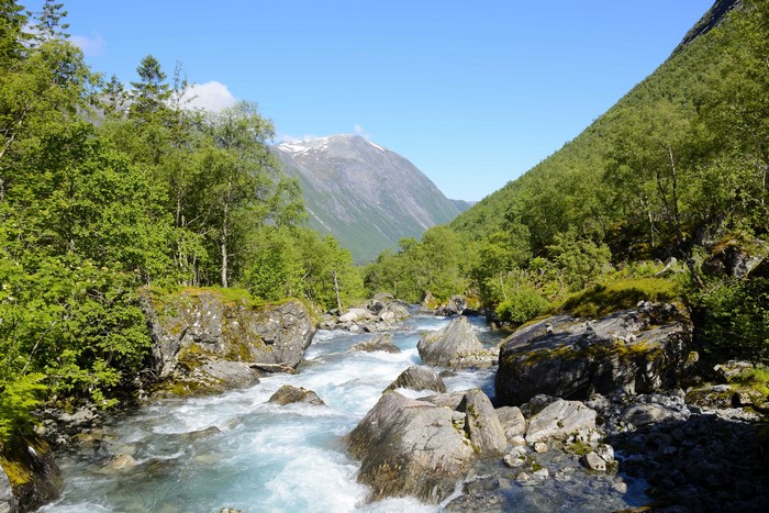 River flowing through a valley in Norway