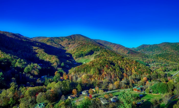 Autumn Mountains and Village in North Carolina, USA