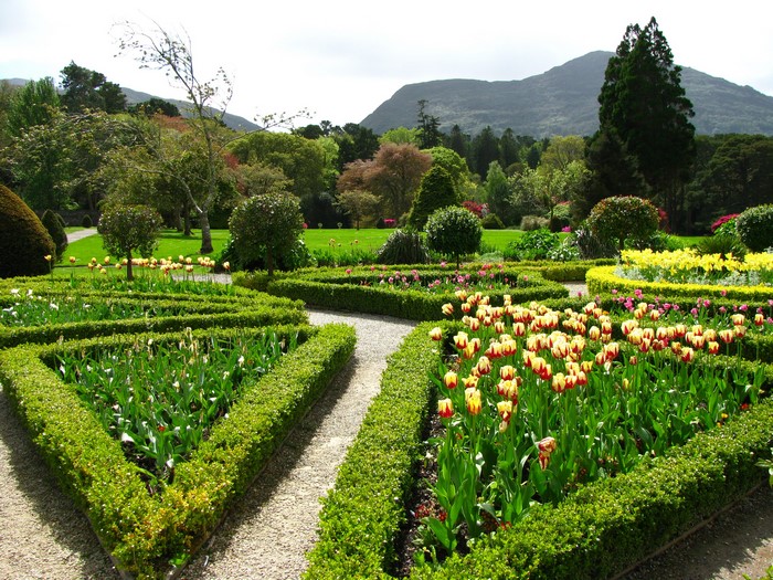 Muckross House Gardens, Ireland with Tulips and Shrubs