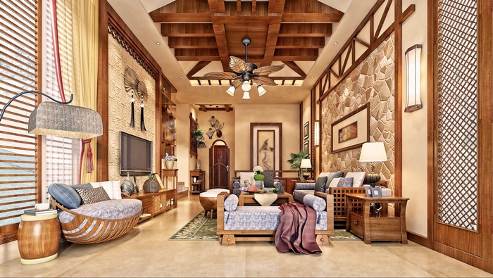 Living room interior design with sofa
