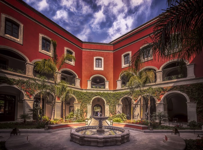 Courtyard with Fountain at Rosewood Hotel in San Miguel de Allende, Mexico