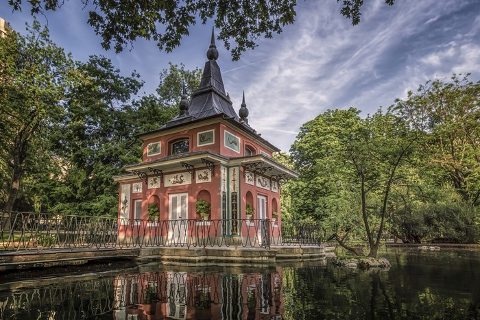 Pagoda house in Retiro Park, Madrid, Spain