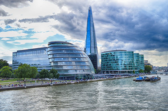 The Shard and City Hall on the Thames River in London