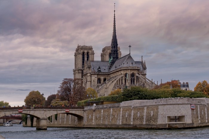Notre Dame Cathedral and Seine River in Paris