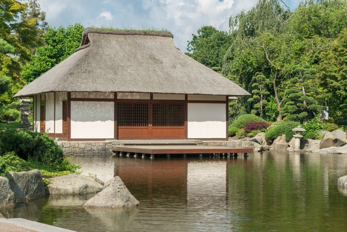 Teahouse by a pond in Hamburg, Germany