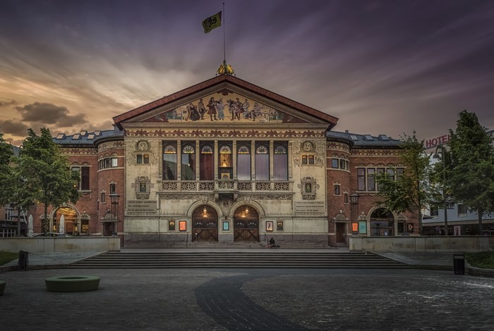 Aarhus Theatre in Denmark at Dusk