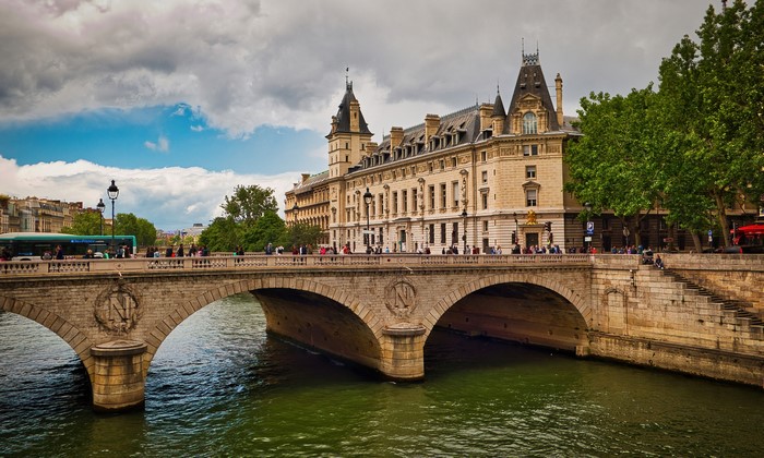 Pont Saint-Michel bridge over the Seine River in Paris