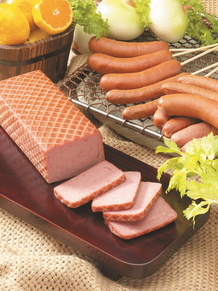 Ham and Sausages with Oranges and Onions