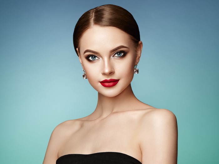 4K Portrait of a Brown-Haired Woman with Makeup