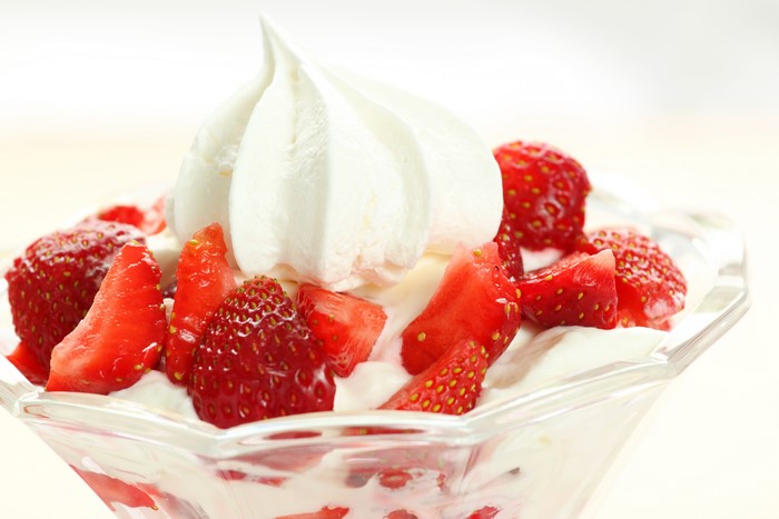 Strawberry dessert with cream and meringue