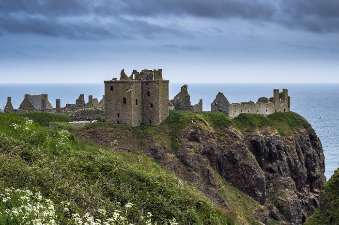 Dunnottar Castle Ruins on a Crag in Scotland