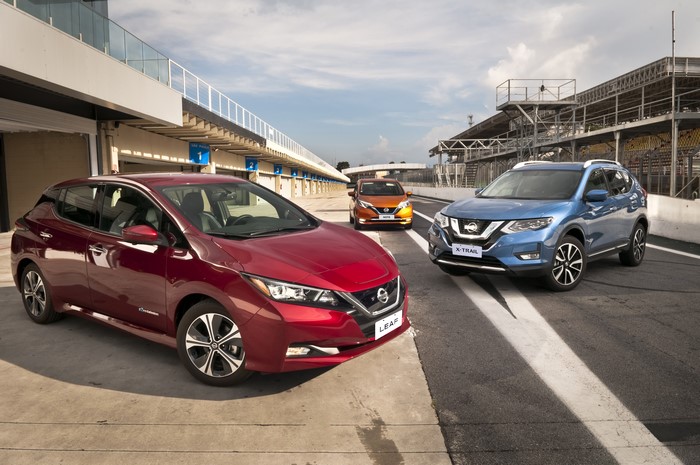 Nissan Leaf, X-Trail, and Note on a Racetrack