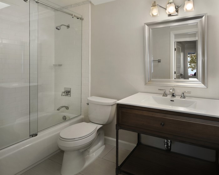 Bathroom Interior with Toilet and Mirror