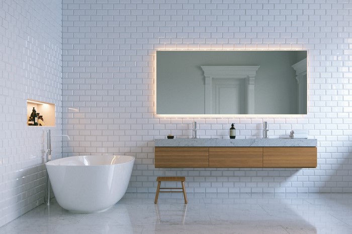 Modern Bathroom with Bathtub and Vanity