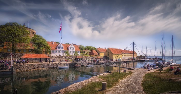 Bornholm Denmark Marina with Boats and Buildings