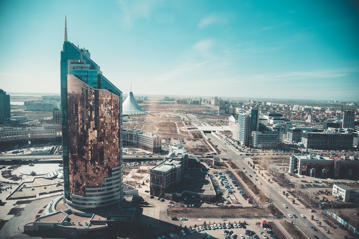 Transport Tower and Bayterek Tower, Nur-Sultan, Kazakhstan