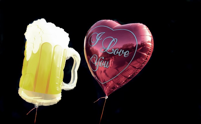 Beer Mug and Heart Balloons with "I Love You"