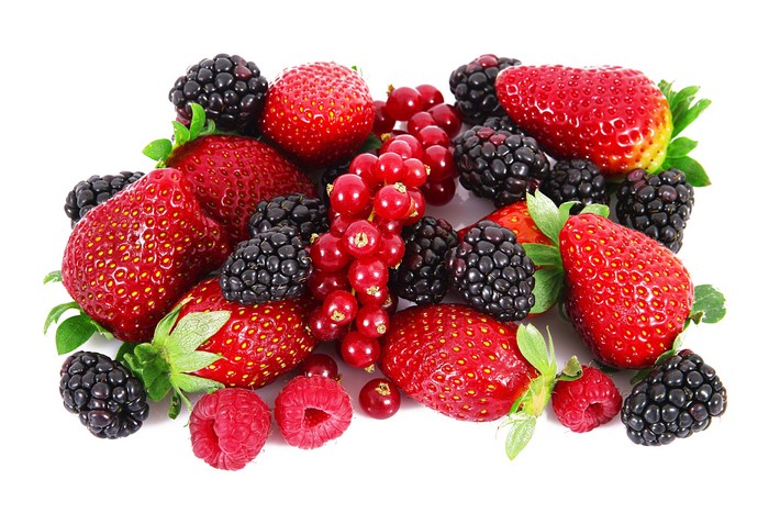 Assortment of Fresh Berries on White Background