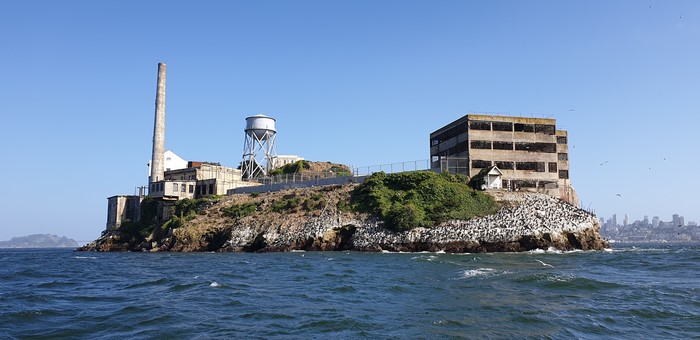 Alcatraz Island Prison with San Francisco Skyline