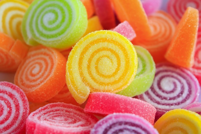 Colorful swirl jelly candies