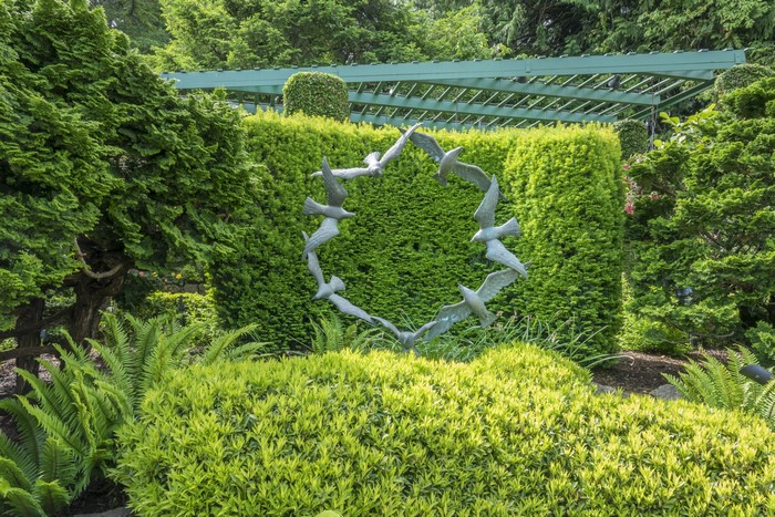 Bird Sculpture in a Garden at Butchart Gardens