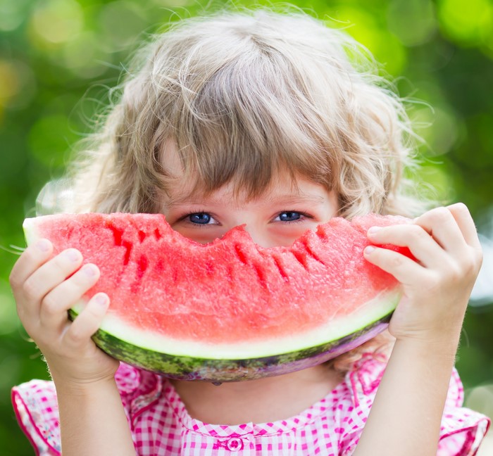 Girl eating watermelon