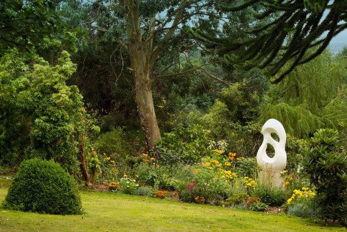 Sculpture in a garden at Mount Pleasant Gardens, Kelsall, England