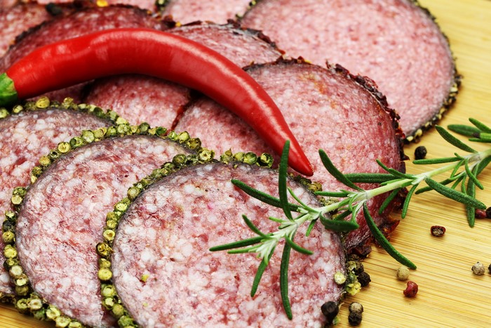 Sliced Salami with Chili Pepper and Rosemary
