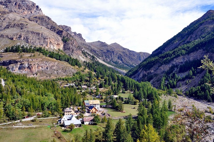Village nestled in a valley in Mercantour National Park, France
