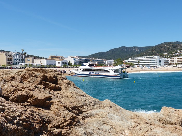Boat named Neptune near Costa Brava, Spain