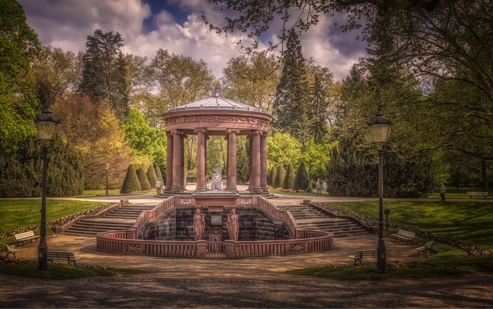 Kurpark Bad Homburg Germany with Rotunda and Sculptures