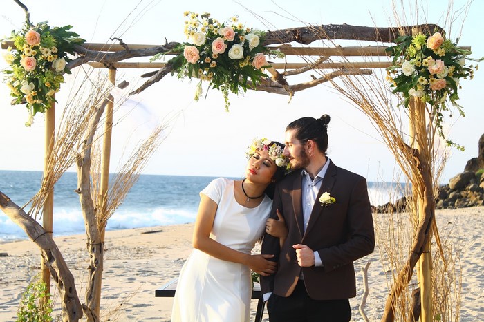 Bride and Groom at a Beach Wedding