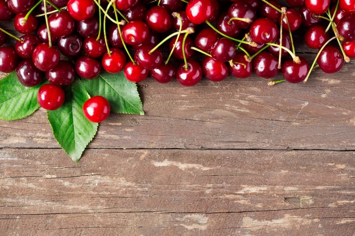 Cherries on Wood Planks