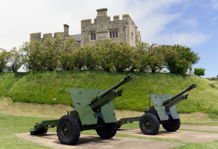 4K Dover Castle England with Cannons