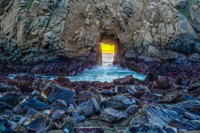 Keyhole Arch at Pfeiffer Beach, California