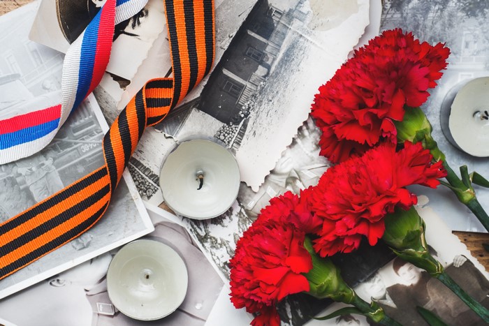 Carnations and Ribbons for Victory Day