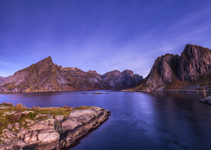 Mountains and Bay in Lofoten, Norway