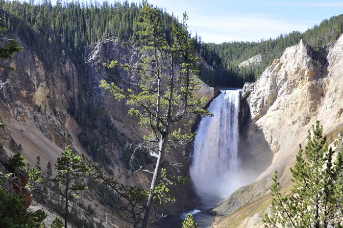 Yellowstone River Waterfall in Wyoming, USA