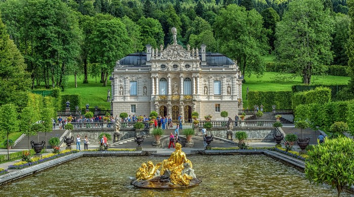 Linderhof Palace Bavaria Germany with Fountain