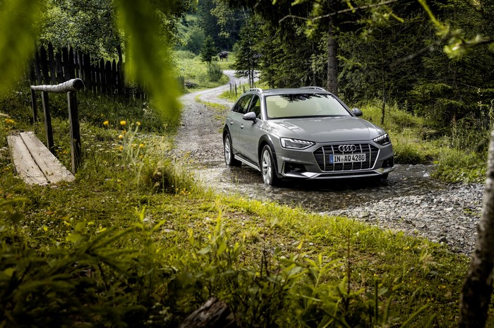 2019 Audi A4 Allroad Quattro Estate car on a dirt road