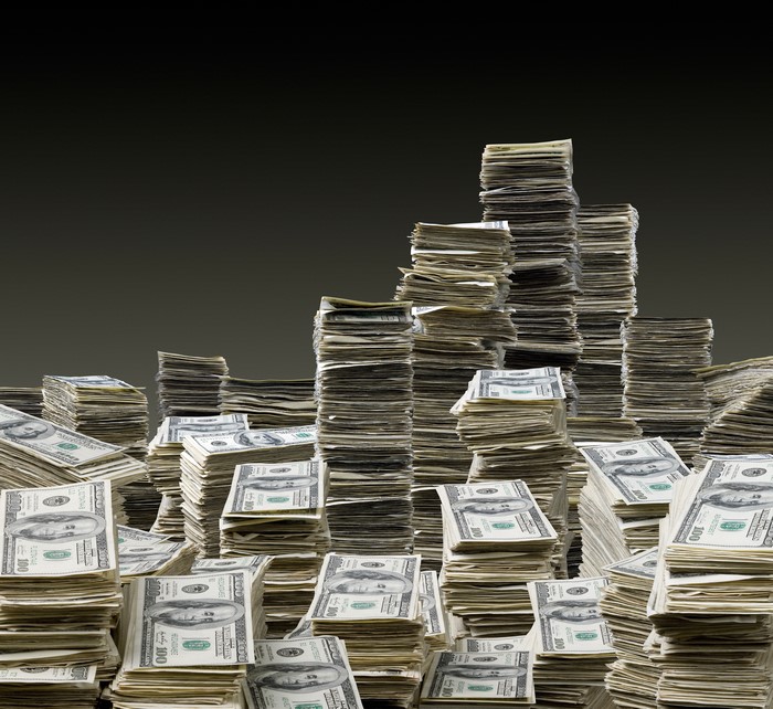 Stacks of US Dollar Banknotes