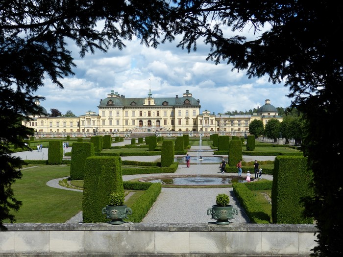 Drottningholm Palace Gardens with Fountains and Topiary