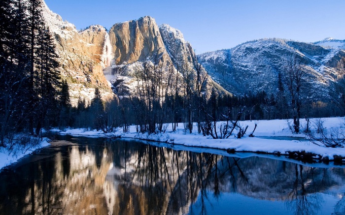 Yosemite Valley in Winter with Merced River